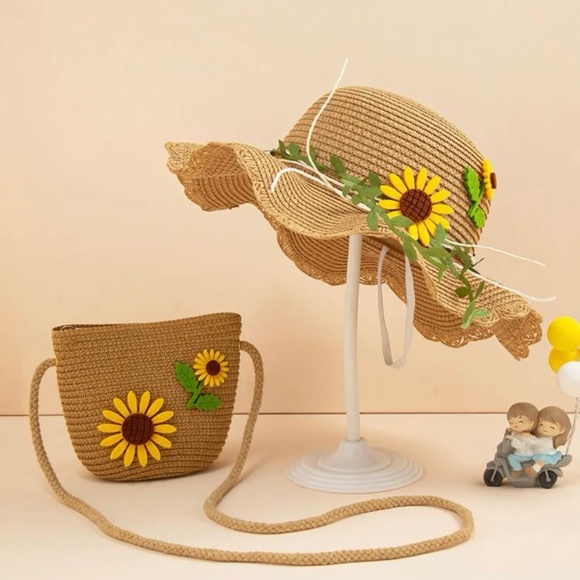 Other - Girls Sunflower Sun Hat and Hand Bag Set